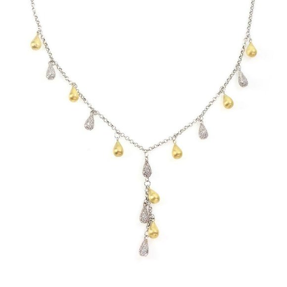Estate 2.00ct Diamond 14k Gold Teardrop Necklace - Picture 2 of 4